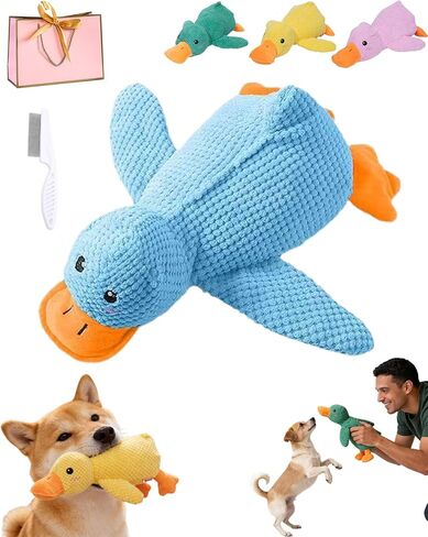 Quacking Duck Toy for Dogs - Chew Proof Interactive Dog Toy with Realistic Quack Sound, Plush Calming Duck Chew Toy for Small, Medium & Large Dogs (Green, M) in Saudi Arabia