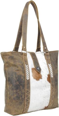 Myra Bag Mixed Upcycled Canvas & Cowhide Leather Messenger Bag S-1214, Brown in Saudi Arabia