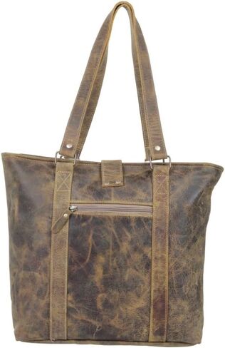 Myra Bag Mixed Upcycled Canvas & Cowhide Leather Messenger Bag S-1214, Brown in Saudi Arabia