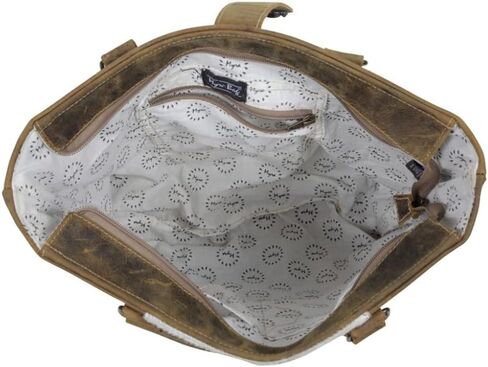 Myra Bag Mixed Upcycled Canvas & Cowhide Leather Messenger Bag S-1214, Brown in Saudi Arabia