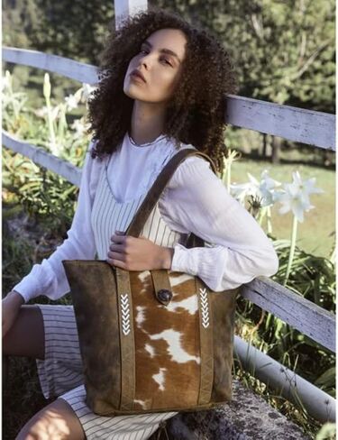 Myra Bag Mixed Upcycled Canvas & Cowhide Leather Messenger Bag S-1214, Brown in Saudi Arabia