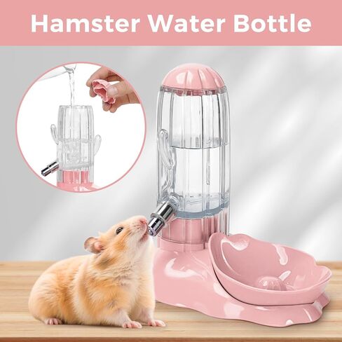 VANNON 2 in 1 Hamster Feeder Small Animal Water Bottle & Food Bowl Water Dispenser & Food Dish Bowl for Hamster, Small Mice, Rat, Gerbil, 4.6oz/130ml, BPA Free, Blue in Saudi Arabia