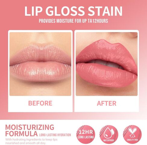 Lip Stain,Peel Off Lip Stain with Matte Finish,Lip Gloss for All Skin Types, Peel Off Lip Liner Stain Tattoo Long-Lasting Proof Waterproof Smudge(2#+9#, 2Count (Pack of 1)) in Saudi Arabia