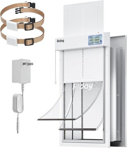 باب آلي للكلاب للجدار مزود بأطواق استشعار، باب ذكي كبير للحيوانات الأليفة للجدار، جدولة مخصصة ومضاد للقرص، يناسب الكلاب الكبيرة التي يصل وزنها إلى 100 رطل (طول) in Kuwait