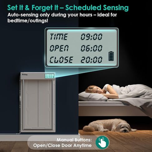 باب آلي للكلاب للجدار مزود بأطواق استشعار، باب ذكي كبير للحيوانات الأليفة للجدار، جدولة مخصصة ومضاد للقرص، يناسب الكلاب الكبيرة التي يصل وزنها إلى 100 رطل (طول) in Kuwait