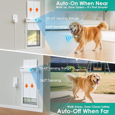 باب آلي للكلاب للجدار مزود بأطواق استشعار، باب ذكي كبير للحيوانات الأليفة للجدار، جدولة مخصصة ومضاد للقرص، يناسب الكلاب الكبيرة التي يصل وزنها إلى 100 رطل (طول) in Kuwait