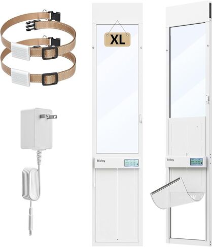 باب زجاجي منزلق أوتوماتيكي للكلاب مع مستشعر للياقة، باب هزلي كهربائي كبير جدًا لأبواب زجاجية منزلقة، ارتفاع منزلق قابل للتعديل من 76 بوصة إلى 80-11/16 بوصة، مضاد للقرص، يناسب الكلاب الكبيرة جدًا حتى 220 رطلاً (XL) in Kuwait