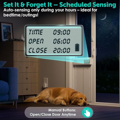 باب زجاجي منزلق أوتوماتيكي للكلاب مع مستشعر للياقة، باب هزلي كهربائي كبير جدًا لأبواب زجاجية منزلقة، ارتفاع منزلق قابل للتعديل من 76 بوصة إلى 80-11/16 بوصة، مضاد للقرص، يناسب الكلاب الكبيرة جدًا حتى 220 رطلاً (XL) in Kuwait