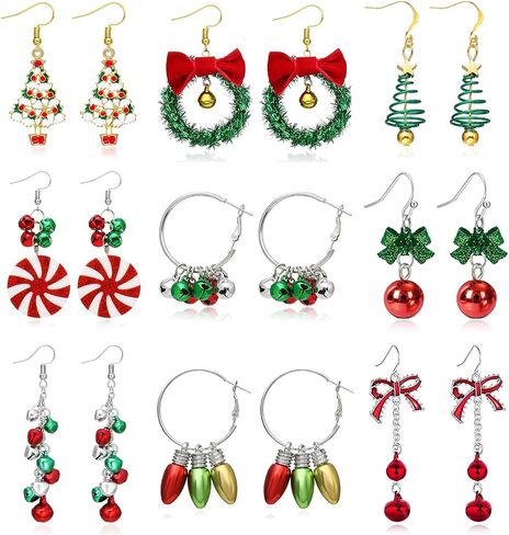 20 Pairs Christmas Stud Earrings for Girls Christmas Earrings for Women Cute Holiday Earrings Christmas Tree Bow Santa Elk Snowman Candy Stud Earrings Set Christmas Jewelry Gifts for Holiday in Kuwait