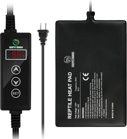 Reptile Heat Pad with Digital Thermostat, Under Tank Terrrarium Heat Mat 24W 8 * 18 Inch, Temperature Controller Heating Pad for Reptile, Turtles, Lizards, Snake, Hermit Crab, Frogs in Saudi Arabia