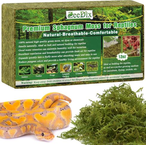ZeeDix 8 oz Sphagnum Moss for Reptiles,12 qt Natural Hermit Crabs Moss Reptile Bedding Terrarium Substrate for Leopard Gecko Tortoise Lizard Ball Python Snakes Hermit Crab Habitat in Kuwait