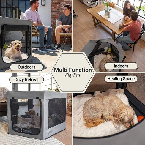 Pet Playpen with Top - Perfect for Puppies & Small Dogs - Indoor and Outdoor Puppy & Dog Play Pen - Features 2 Doors - Easily Portable - with Included Storage Bag in Saudi Arabia