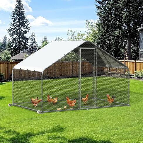 PETS TUFF Chicken Chalet - Chicken Coop for Chickens, Ducks, Rabbits & More - Predator-Resistant, Strong Wire with Mesh Bottom - Wheels for Easy Moving - Wind & Snow Durable Chicken Pen - 124"x81"x79" in Saudi Arabia