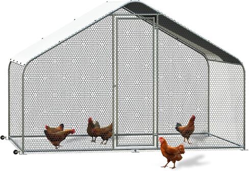 PETS TUFF Chicken Chalet - Chicken Coop for Chickens, Ducks, Rabbits & More - Predator-Resistant, Strong Wire with Mesh Bottom - Wheels for Easy Moving - Wind & Snow Durable Chicken Pen - 124"x81"x79" in Saudi Arabia