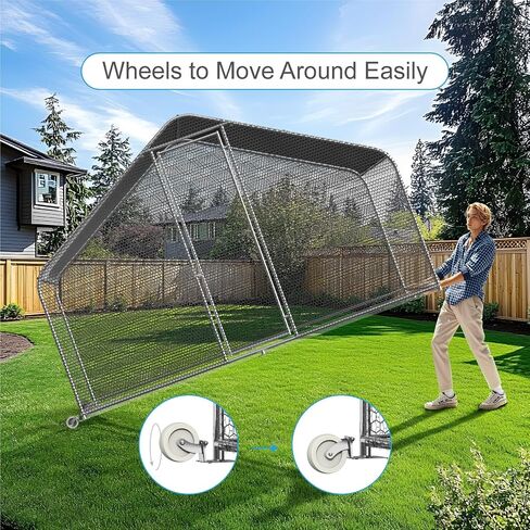 PETS TUFF Chicken Chalet - Chicken Coop for Chickens, Ducks, Rabbits & More - Predator-Resistant, Strong Wire with Mesh Bottom - Wheels for Easy Moving - Wind & Snow Durable Chicken Pen - 124"x81"x79" in Saudi Arabia