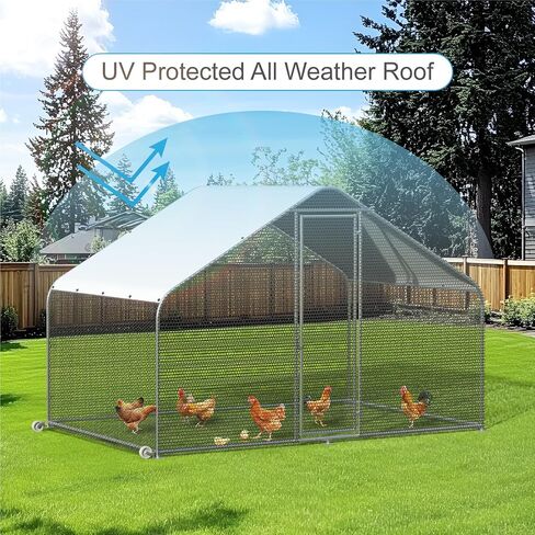 PETS TUFF Chicken Chalet - Chicken Coop for Chickens, Ducks, Rabbits & More - Predator-Resistant, Strong Wire with Mesh Bottom - Wheels for Easy Moving - Wind & Snow Durable Chicken Pen - 124"x81"x79" in Saudi Arabia