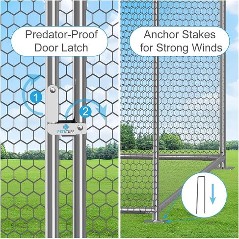 PETS TUFF Chicken Chalet - Chicken Coop for Chickens, Ducks, Rabbits & More - Predator-Resistant, Strong Wire with Mesh Bottom - Wheels for Easy Moving - Wind & Snow Durable Chicken Pen - 124"x81"x79" in Saudi Arabia