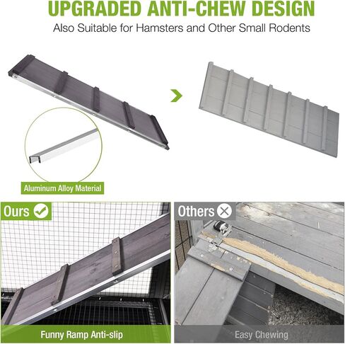 قفص أرنب Gutinneen مكون من طابقين مع منحدر مقاوم للمضغ وصواني مانعة للتسرب - قفص أرنب خشبي داخلي/خارجي 39.3 بوصة مع عجلات للأرانب وخنازير غينيا in Kuwait