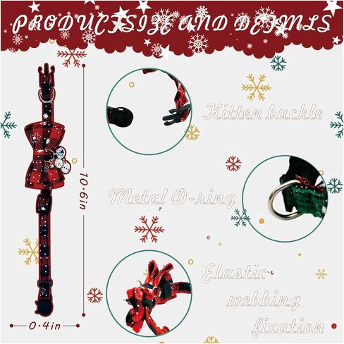 Christmas Cat Collars 4 Pack Bowtie Bell and Snowman Match, Cute Collar for Girl Boy Cats Adjustable for Kitty Kitten Adult Cat,Cat Christmas in Saudi Arabia