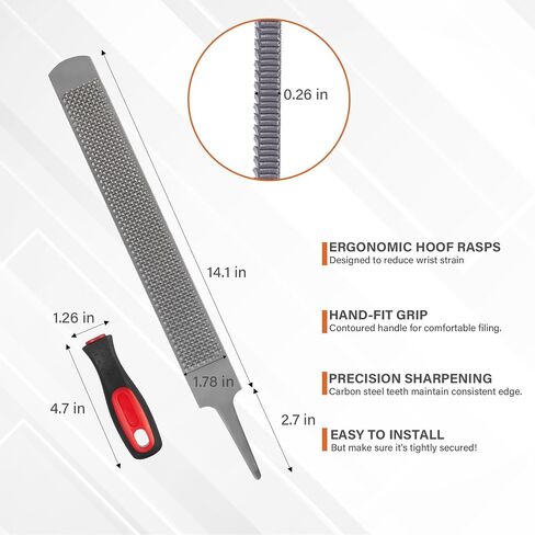 18Inch Professional Farrier Hoof Rasp - Heavy Duty Carbon Steel Hoof Trimmer for Horses, Cattle, Goats, Donkeys, Ergonomic Handle with Sharp Teeth, Durable Animal Hoof and Wood File Tool in Saudi Arabia