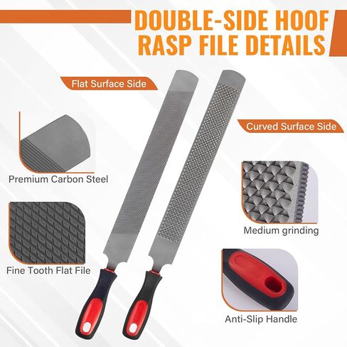 18Inch Professional Farrier Hoof Rasp - Heavy Duty Carbon Steel Hoof Trimmer for Horses, Cattle, Goats, Donkeys, Ergonomic Handle with Sharp Teeth, Durable Animal Hoof and Wood File Tool in Saudi Arabia