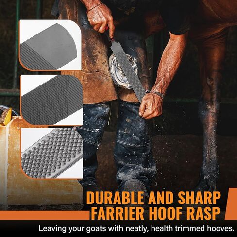 18Inch Professional Farrier Hoof Rasp - Heavy Duty Carbon Steel Hoof Trimmer for Horses, Cattle, Goats, Donkeys, Ergonomic Handle with Sharp Teeth, Durable Animal Hoof and Wood File Tool in Saudi Arabia