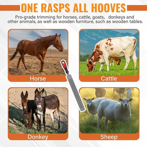 18Inch Professional Farrier Hoof Rasp - Heavy Duty Carbon Steel Hoof Trimmer for Horses, Cattle, Goats, Donkeys, Ergonomic Handle with Sharp Teeth, Durable Animal Hoof and Wood File Tool in Saudi Arabia