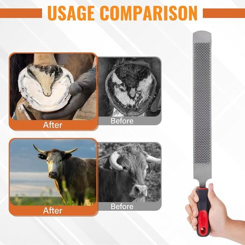 18Inch Professional Farrier Hoof Rasp - Heavy Duty Carbon Steel Hoof Trimmer for Horses, Cattle, Goats, Donkeys, Ergonomic Handle with Sharp Teeth, Durable Animal Hoof and Wood File Tool in Saudi Arabia