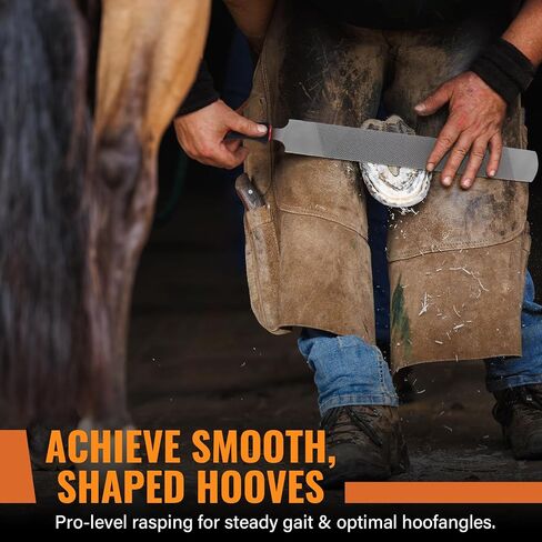 18Inch Professional Farrier Hoof Rasp - Heavy Duty Carbon Steel Hoof Trimmer for Horses, Cattle, Goats, Donkeys, Ergonomic Handle with Sharp Teeth, Durable Animal Hoof and Wood File Tool in Saudi Arabia