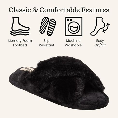 Dearfoams Women's Jessica faux faux fur Cross Band Slide Slipper in Saudi Arabia