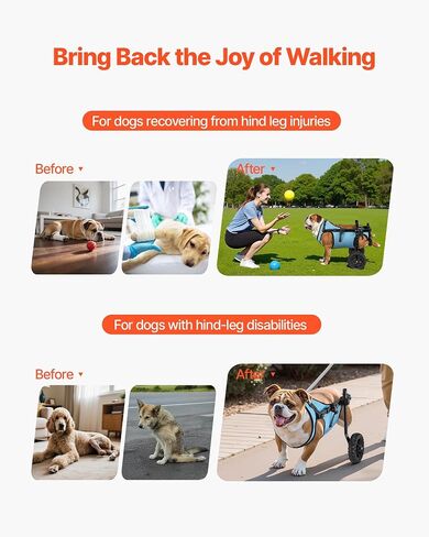 VEVOR Dog Wheelchair for Back Legs, Lightweight 2 Wheels Pet Wheelchair, Height, Width & Length Adjustable, Dog Cart with Shock-Absorbing Wheels, for Injured, Disabled Dogs in Saudi Arabia