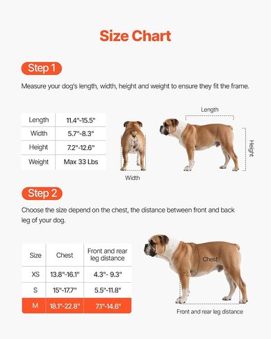 VEVOR Dog Wheelchair for Back Legs, Lightweight 2 Wheels Pet Wheelchair, Height, Width & Length Adjustable, Dog Cart with Shock-Absorbing Wheels, for Injured, Disabled Dogs in Saudi Arabia