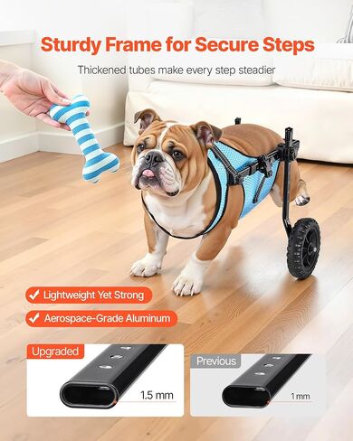 VEVOR Dog Wheelchair for Back Legs, Lightweight 2 Wheels Pet Wheelchair, Height, Width & Length Adjustable, Dog Cart with Shock-Absorbing Wheels, for Injured, Disabled Dogs in Saudi Arabia