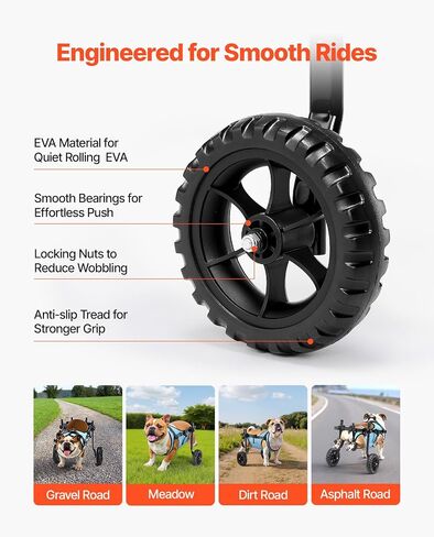 VEVOR Dog Wheelchair for Back Legs, Lightweight 2 Wheels Pet Wheelchair, Height, Width & Length Adjustable, Dog Cart with Shock-Absorbing Wheels, for Injured, Disabled Dogs in Saudi Arabia