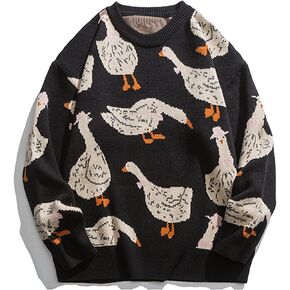Arssm Mens Oversized Dinosaur Knit Pullover Sweater Fashion Cartoon Unisex Sweater Long Sleeve Crewneck Vintage Tops in Kuwait