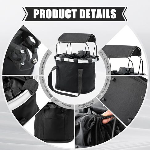 11lbs Dog Bike Basket with Sun Shade Removable Small Pet Cat Dog Carrier Quick Release Bicycle Handlebar Front Basket Detachable Cycling Picnic Bag for Commuting Shopping Camping in Saudi Arabia