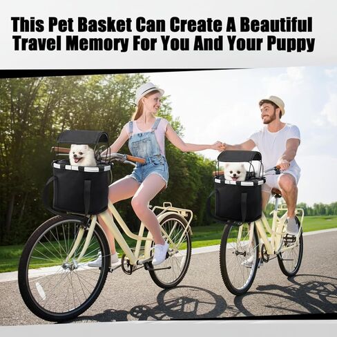 11lbs Dog Bike Basket with Sun Shade Removable Small Pet Cat Dog Carrier Quick Release Bicycle Handlebar Front Basket Detachable Cycling Picnic Bag for Commuting Shopping Camping in Saudi Arabia