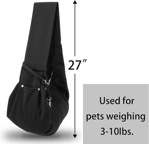 Small Dog Sling Carrier, Puppy Carrier for 3-10 lbs pet, Dog Purse Pouch Satchel, Adjust Travel Hand-Free Safe Bag Suitable for Puppies (Black) in Saudi Arabia