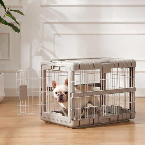Foldable Dog Crate for Medium Dogs - 28" L Collapsible Dog Kennel No Tools Required with 4 Sides Steel Cage for Dogs Indoor, Portable Carrier with 2 Smooth Wheels for Travel in Kuwait