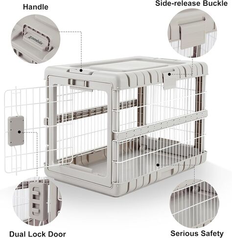 Foldable Dog Crate for Medium Dogs - 28" L Collapsible Dog Kennel No Tools Required with 4 Sides Steel Cage for Dogs Indoor, Portable Carrier with 2 Smooth Wheels for Travel in Kuwait