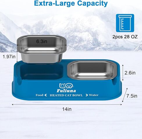 Heated Cat Bowl for Outdoor Cats, Outdoor Heated Pet Bowl with Raised Brackets to Protect Pet's Neck, 56 OZ Heated Water Food Bowls for Kitty Feral Cat, Provide Warm Water and Food in Winter. in Kuwait