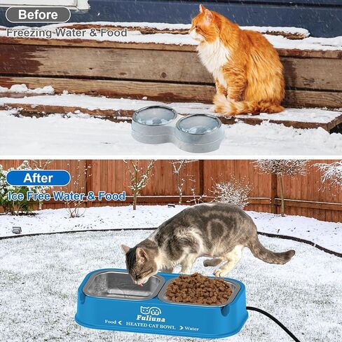 Heated Cat Bowl for Outdoor Cats, Outdoor Heated Pet Bowl with Raised Brackets to Protect Pet's Neck, 56 OZ Heated Water Food Bowls for Kitty Feral Cat, Provide Warm Water and Food in Winter. in Kuwait