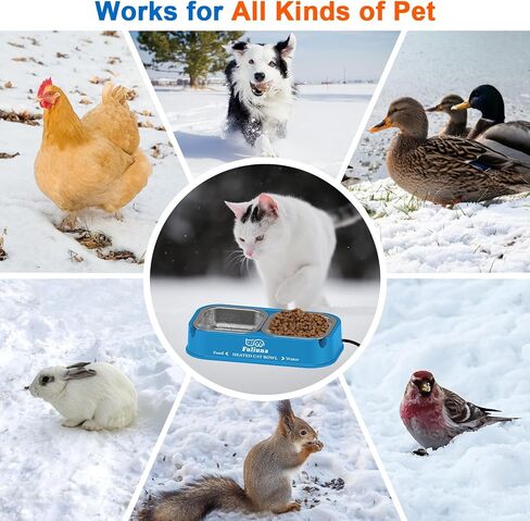 Heated Cat Bowl for Outdoor Cats, Outdoor Heated Pet Bowl with Raised Brackets to Protect Pet's Neck, 56 OZ Heated Water Food Bowls for Kitty Feral Cat, Provide Warm Water and Food in Winter. in Kuwait