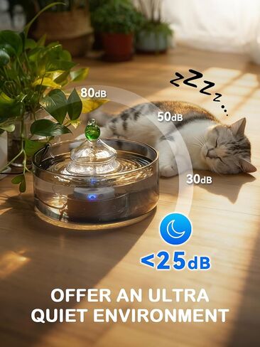 نافورة مياه زجاجية بالكامل للقطط، نافورة زجاجية للحيوانات الأليفة سعة 3.2 لتر/108 أوقية مع ضوء LED، موزع مياه أوتوماتيكي للقطط in Kuwait