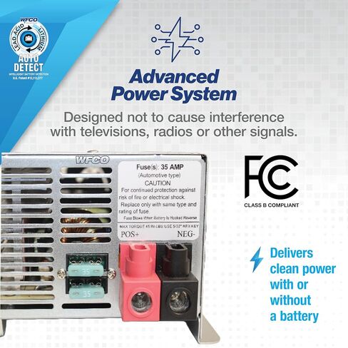 WFCO Arterra WF-9845-AD-CB محول/شاحن - مثبت على سطح السفينة - مخرج تيار مستمر 45 أمبير (سلك طاقة تيار متردد 15 أمبير)، رمادي in Kuwait