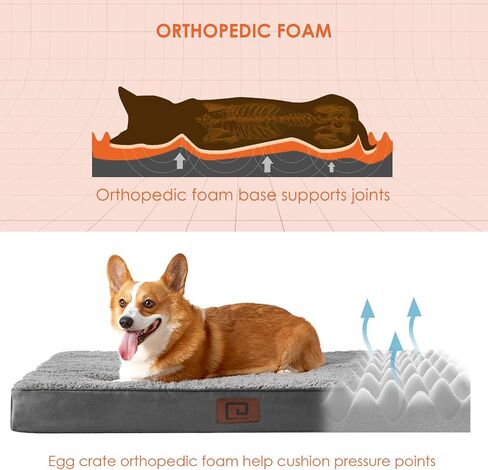 EHEYCIGA Orthopedic XL Dog Beds for Extra Large Dogs with Removable Washable Cover for Crate, Grey, 41x27 in Kuwait