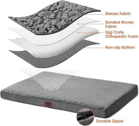 EHEYCIGA Orthopedic XL Dog Beds for Extra Large Dogs with Removable Washable Cover for Crate, Grey, 41x27 in Kuwait