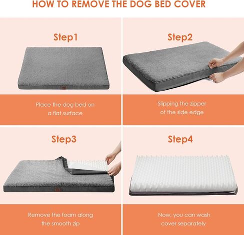 EHEYCIGA Orthopedic XL Dog Beds for Extra Large Dogs with Removable Washable Cover for Crate, Grey, 41x27 in Kuwait