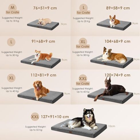 EHEYCIGA Orthopedic XL Dog Beds for Extra Large Dogs with Removable Washable Cover for Crate, Grey, 41x27 in Kuwait