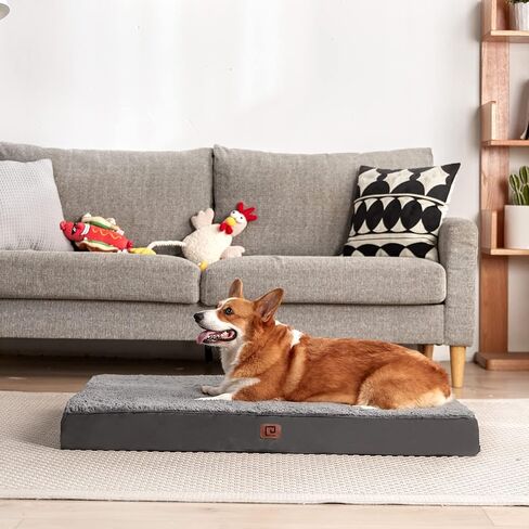 EHEYCIGA Orthopedic XL Dog Beds for Extra Large Dogs with Removable Washable Cover for Crate, Grey, 41x27 in Kuwait